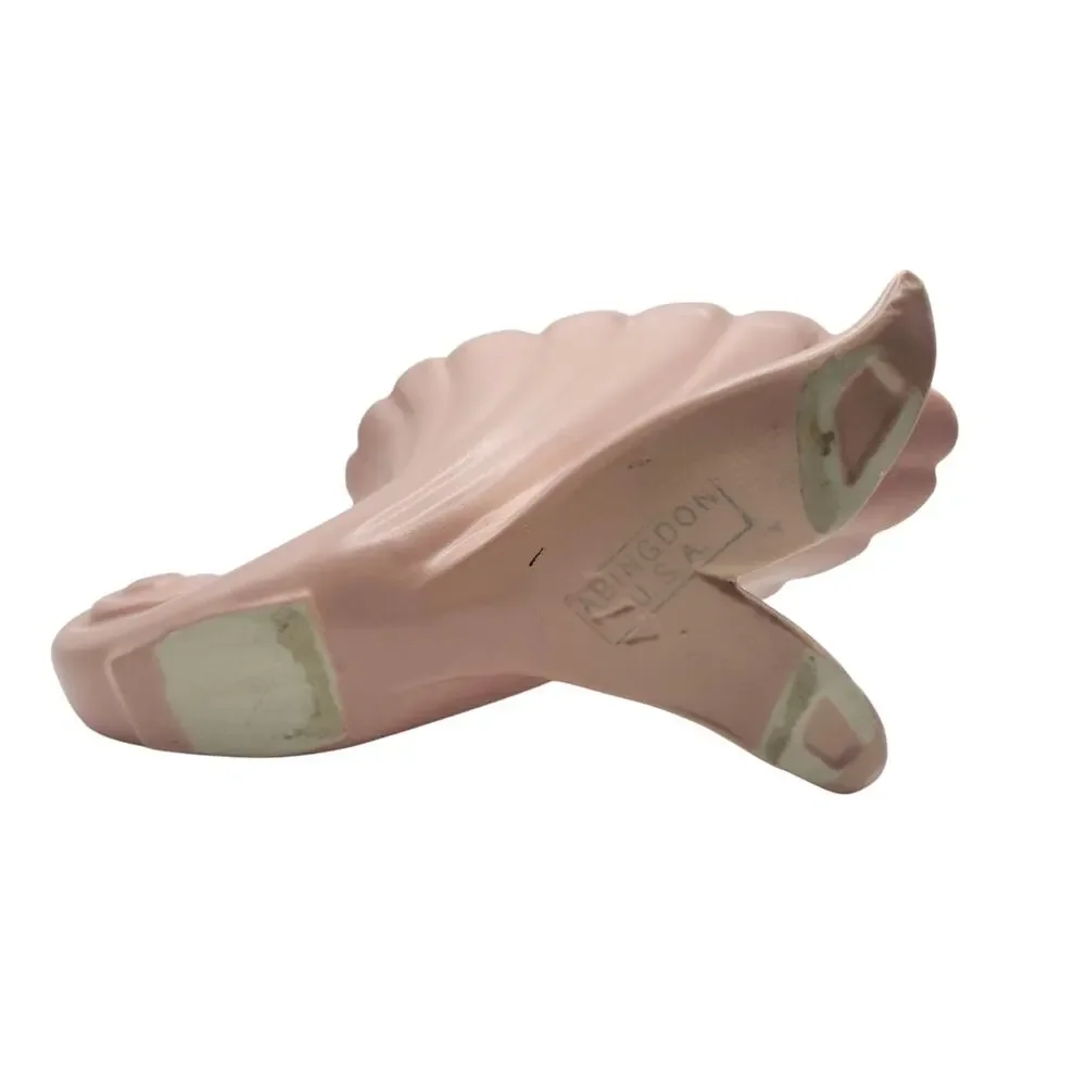 Vintage‎ Abingdon Pottery USA Pink Cornucopia Vase Scroll Art Deco Planter